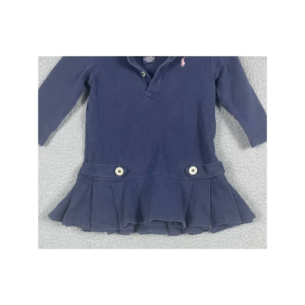 Ralph Lauren Baby Girls Size 12M Long Sleeve Polo Dress Shirt